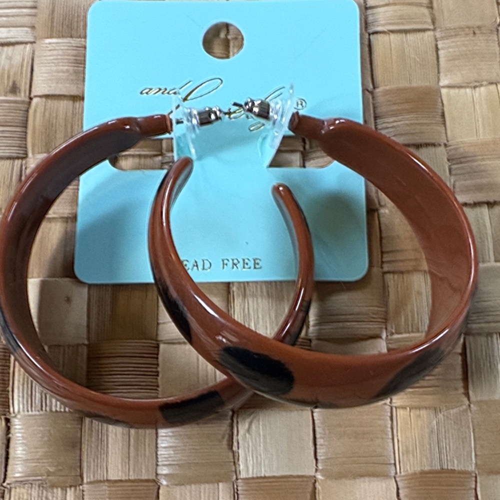 Brown and Black Hoop Earrings